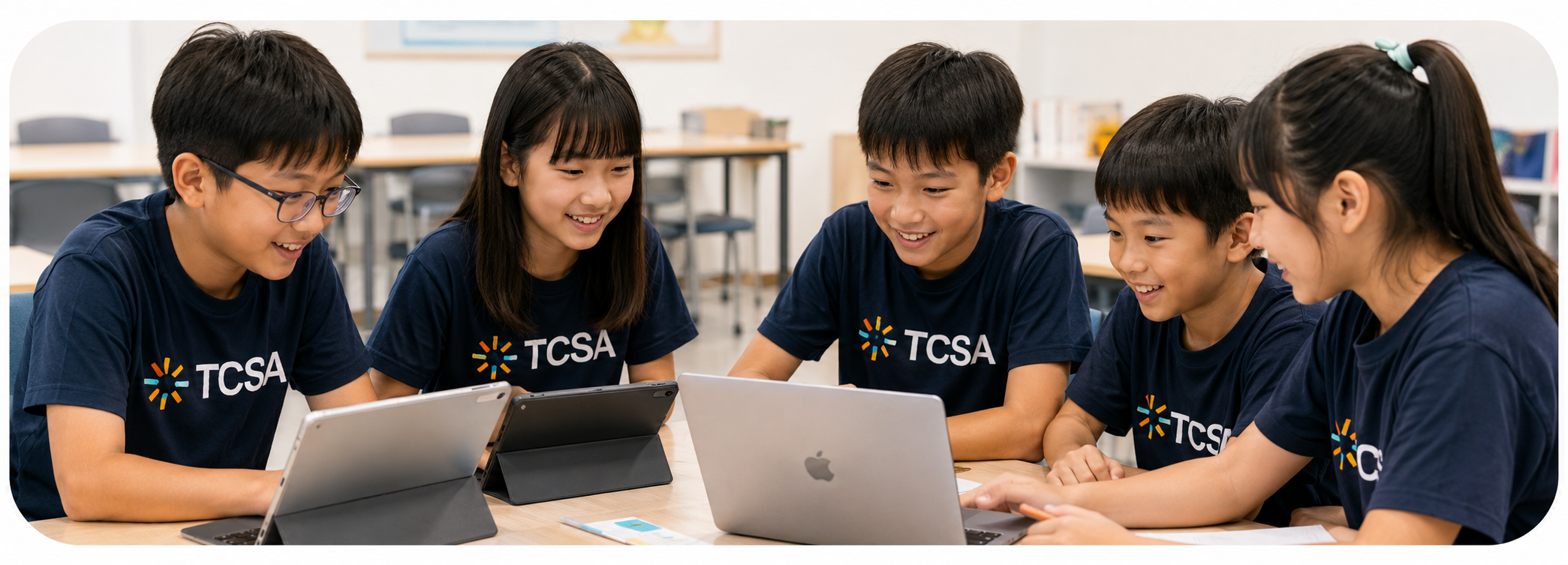 孩子小組合作完成 AI 永續任務